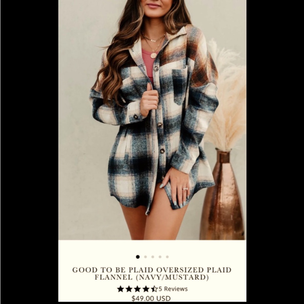 Large Flannel plaid Shacket-NEW